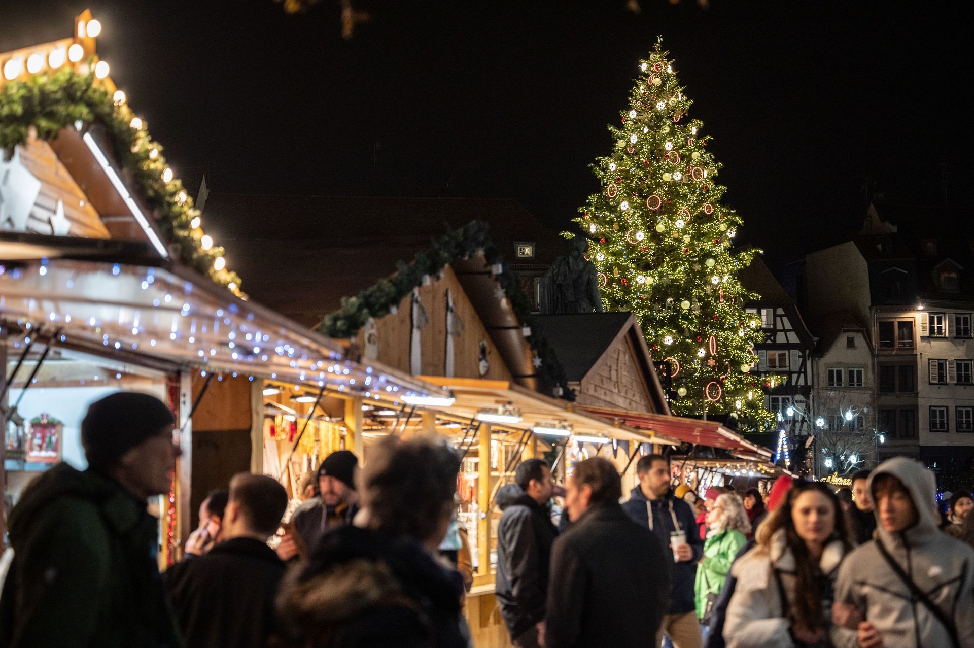 Am Fuße des großen Weihnachtsbaums